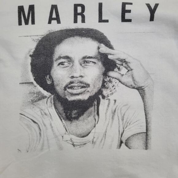 Bob-Marley Cropped Sweatshirt Women Large 20x21 Reggae White - Picture 13 of 15